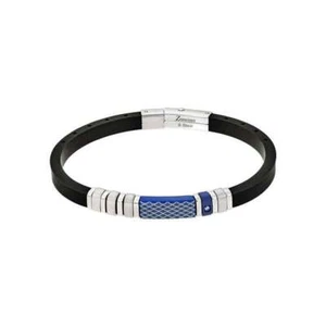 Bracciale uomo Zancan in gomma nera targa Argento e blu UHB115 - Foto 1 di 2