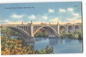 Postal Tilghman Street Bridge Allentown PA de colección vista panorámica al río - Imagen 1 de 2