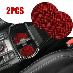 2x Bling Auto Innenraum Zubehör für Frauen Bling Getränkehalter Einsatz Untersetzer Pads - Bild 1 von 13