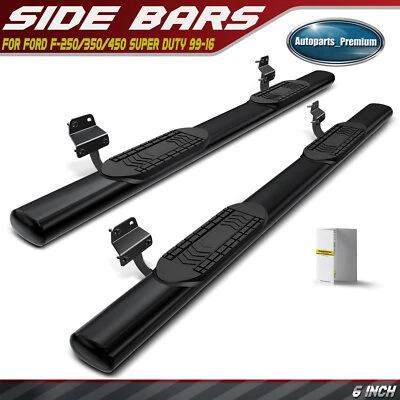6" Black Steel Oval Nerf Bar Side Bars for Ford F-250/350 Super Duty Crew Cab - Image 1 of 4