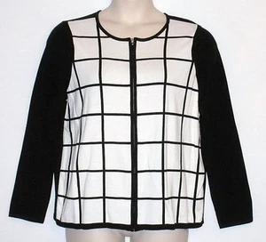 Neu mit Etikett $ 179 Lauren Ralph Lauren langärmliger Cardigan Pullover mit durchgehendem Reißverschluss, perlschwarz - Bild 1 von 3