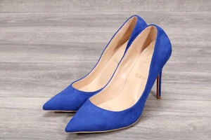 Authentic Christian Louboutin Heel Marine Suede Blue EUR 40 - Picture 1 of 10