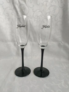 2 X FREIXENET BLACK STEMMED CHAMPAGNE PROSECCO CAVA FLUTE GLASSES - Picture 1 of 13