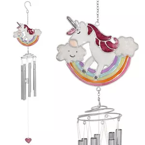 Rainbow Unicorn Glitter Windchime Sun Catcher Home Garden Hanging Mobile Decor - Picture 1 of 3