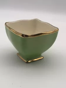 Square Sugar Bowl Green Ascot Gold Rim Royal Winton Grimwades Vintage - Picture 1 of 11