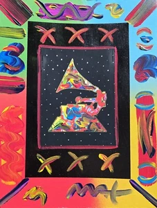 PETER MAX GRAMMY Unique Mixed Media 2010 with Acrylic On paper Hand signed COA - Picture 1 of 6