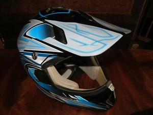 VCAN V356 MX LG DOT Approved  Blue Grey Black Adult Helmet Cool Graphics Racing  - Picture 1 of 9