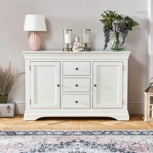 Wilmslow White Painted Large 3 Drawer 2 Door Sideboard - Bedroom - WLM26 - Picture 1 of 12
