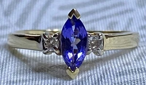 14K LeVian Design Gelbgold echter Tansanit & Diamant Ring Größe 7 2,3 g - Bild 1 von 7