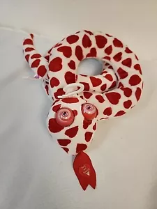 RARO 34" Enrollado Día de San Valentín Peluche Serpiente Blanco Rojo Corazones PULL STRING TALKS - Imagen 1 de 8