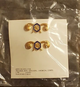 US Army BOS Officers Chemical Corps Insignia Badge Pair DRESS 8/1983 USGI VTG - Bild 1 von 2