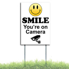 Smile You're On Camera Security Surveillance Plastic W/Stakes Coroplast Sign