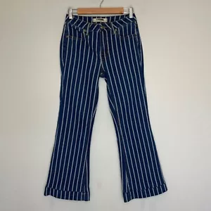 Rock & Roll Cowgirl Jeans Women's Size 26 (26x28) High Rise Blue Striped Flared - Picture 1 of 15