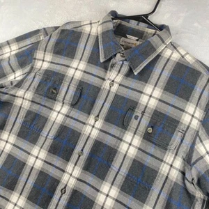 Carhartt Shirt Mens XL Heavyweight Flannel Scotch Plaid Long Sleeve Button Gray - Picture 1 of 10