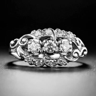 1/2Ct White Round Simulated Diamond Antique Style Wedding Ring Solid 925 Silver - Image 1 of 4