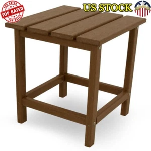 Teak Poly Lumber Side Table 18" Outdoor Furniture Stain Rot-Fade Resistant New - Picture 1 of 4