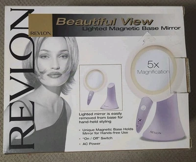 🔥 Revlon Beautiful View Lighted Magnetic Base Mirror 5X Magnification In Box - Image 1 of 4