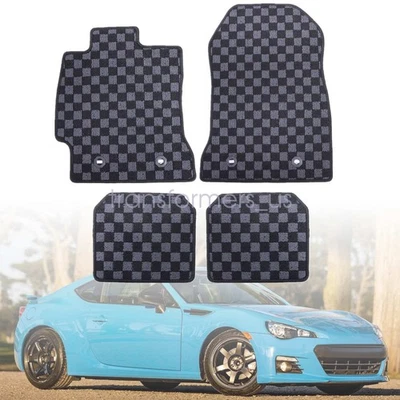Alfombrillas con bandera a cuadros delanteras-traseras para Subaru BRZ Scion FR-S 2013-2020 Foto 1 de 4