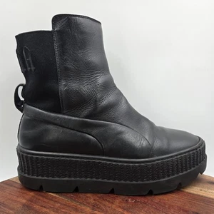 Puma Fenty Chelsea Boots Damen 9,5 schwarz Leder Creeper Plateau Chunky Sneaker - Bild 1 von 13
