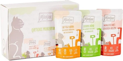 MjAMjAM Premium Nassfutter für Katzen Mixpaket I  Huhn, Rind, Herzen 12 x 125 g - Bild 1 von 4