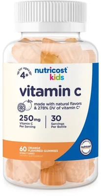 Gomitas Nutricost Kids Vitamina C (250 mg) 60 gomitas - Vitamina C para niños de 4+ años Foto 1 de 4