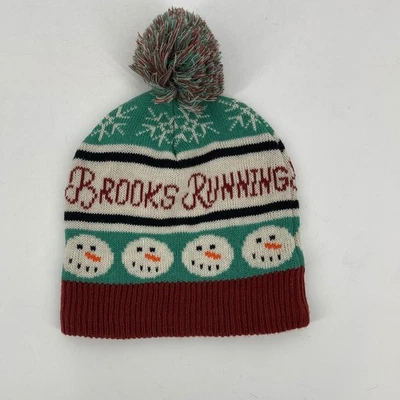 Brooks Correr Navidad Gorro Sombrero Muñeco de Nieve Pom Pom Invierno Acogedor Foto 1 de 4