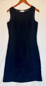 CALVIN KLEIN abito tubino nero crepe senza maniche taglia 8 classico foderato basic - Foto 1 di 11