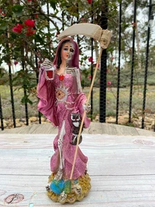 Santa Muerte Bendesida Rosa Encarnada - 12" Color Rosada - Holy Death Fix Owl - Imagen 1 de 10