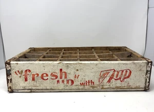 Vintage Holz Fresh Up mit 7-Up Soda Kiste Holzkiste Jamestown ND 24 Flaschen - Bild 1 von 9