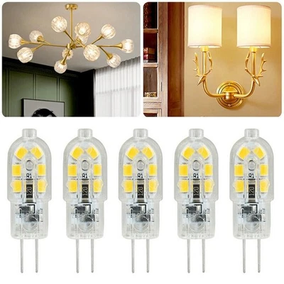 5pcs G4 COB LED 20W DC 12V Crystal Bulb Light Replace Halogen Lamp Warm White - Image 1 of 4