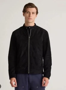 Quince NWT Men's Black Suede Suede Café Racer Jacket XL Casual Zip-Up - Picture 1 of 5