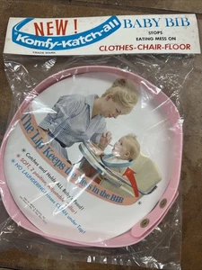 Bavaglino bambino vintage anni '60 "Komfy-Katch-All" di Porter & Dietsch colore rosa NOS - Foto 1 di 4