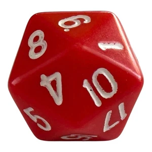 One 20-Sided Polyhedral Die Red with White Numbers 18 mm Dice Numbers 1-20 - Picture 1 of 2