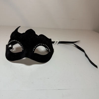 NUEVO CON ETIQUETAS Gato Gamuza Terciopelo Mascarada Mardi Gras Máscara Media Máscara Facial Halloween Foto 1 de 4