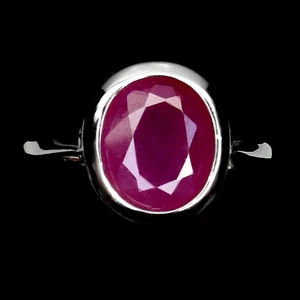 Anello Argento Sterling 925 Rubino Ovale 11x9mm Gemme Naturali Gioielli Taglia - Foto 1 di 10