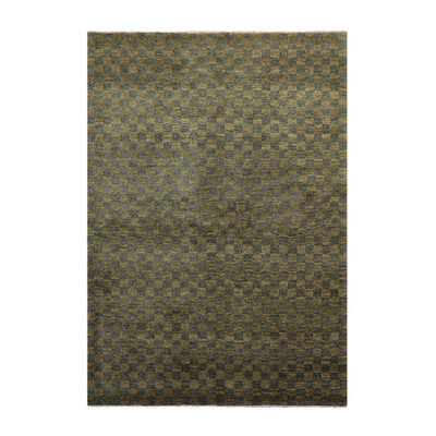 Alfombra tibetana 100 % lana anudada a mano verde 4'11" x 7'2" Foto 1 de 4