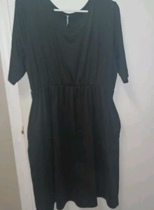 Nuevo con etiquetas Vestidos Plus Para Mujer 2X Azul Camiseta Vestido Negro Tejido Allegrace Manga Corta - Imagen 1 de 6