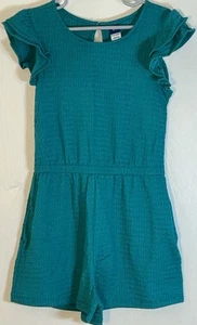 Old Navy Little Girl Sz 6/7 One Piece Outfit Teal Flutter Sleeve Textured Fabric - Picture 1 of 10