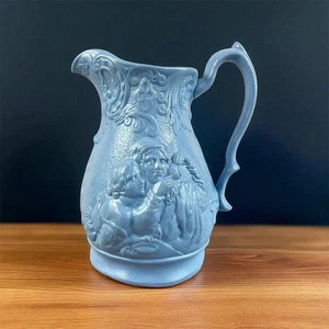Antiker Worthington & grün blauer salzglasierter Keramik Krug um 1850 - Bild 1 von 15