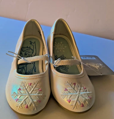 Disney Store Elsa Costume Shoes White Heels Toddler Girls 8 9 10   NWT - Image 1 of 4