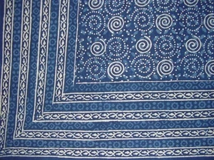 Dabu indischer Wandteppich Baumwolle 106" x 72" Twin blau - Bild 1 von 2