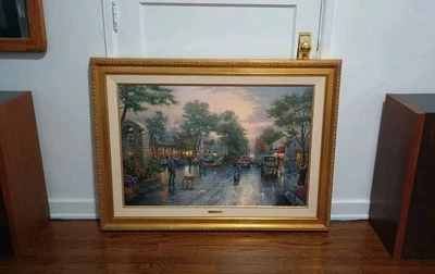 Thomas Kinkade Carmel, Sunset On Ocean Avenue. 705/4950 S/N Canvas-Charter  - Image 1 of 4