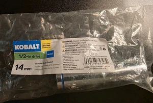 Kobalt 14mm 12 Point 1/2 Inch Drive Deep SAE Socket 0337720 Blue Band New - Picture 1 of 2