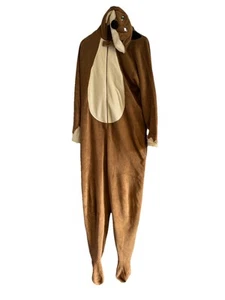 Fox Onzie Fleece L With Hoodie, Tail, Frontal Zipper And anti-slippery Feet Pads - Picture 1 of 7