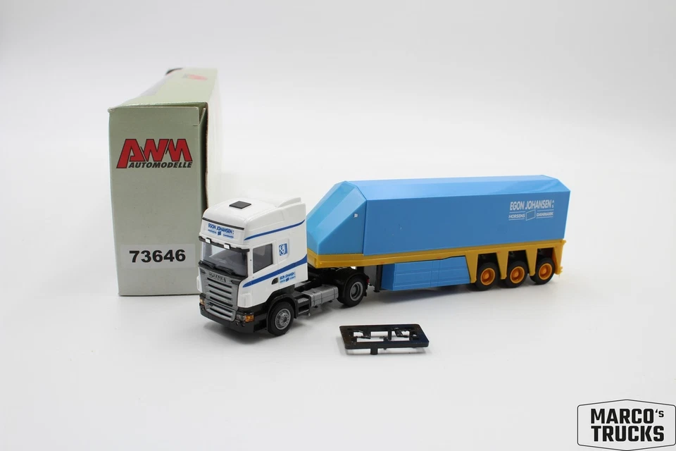 AWM Scania R05 glass semi-trailer truck "Egon Johansen" Denmark 73646 1:87 /AW29 - Image 1 of 1