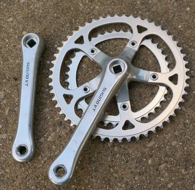 Juego de bielas vintage Sugino VT 170 40 52 bicicleta de carretera bielas cónicas cuadradas dobles años 80 Foto 1 de 4