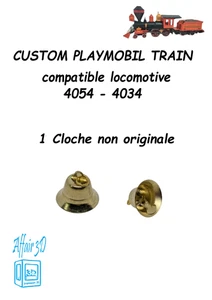 Custom western Playmobil train en 3D - 1 cloche non originale - 4054 locomotive - Imagen 1 de 8