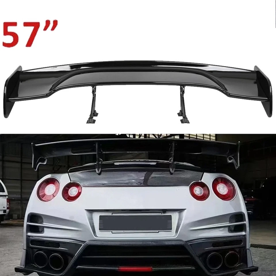 For Nissan GT-R 09-18 Glossy Black 57" Rear Spoiler Wing Truck GT-Style Screw-On Foto 1 de 4