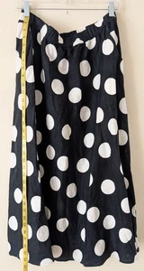 Gonna donna Tabitha marrone lino rayon nero bianco a pois taglia M - Foto 1 di 9