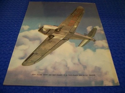 1945 GLOBE SWIFT "TEST FLIGHT"..1-PAGE COLOR PHOTO PAGE ..RARE! (496PP) Foto 1 de 2